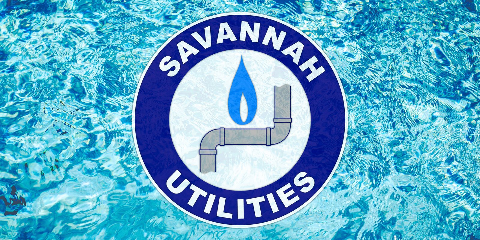 Savannah Utility Department logo with water background