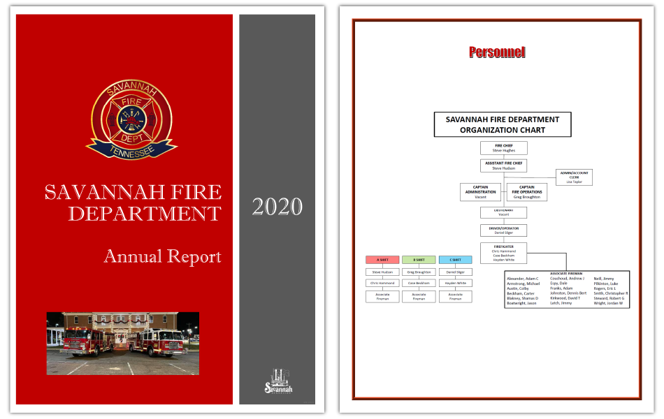 Savannah, TN Fire Department 2020 Annual Report