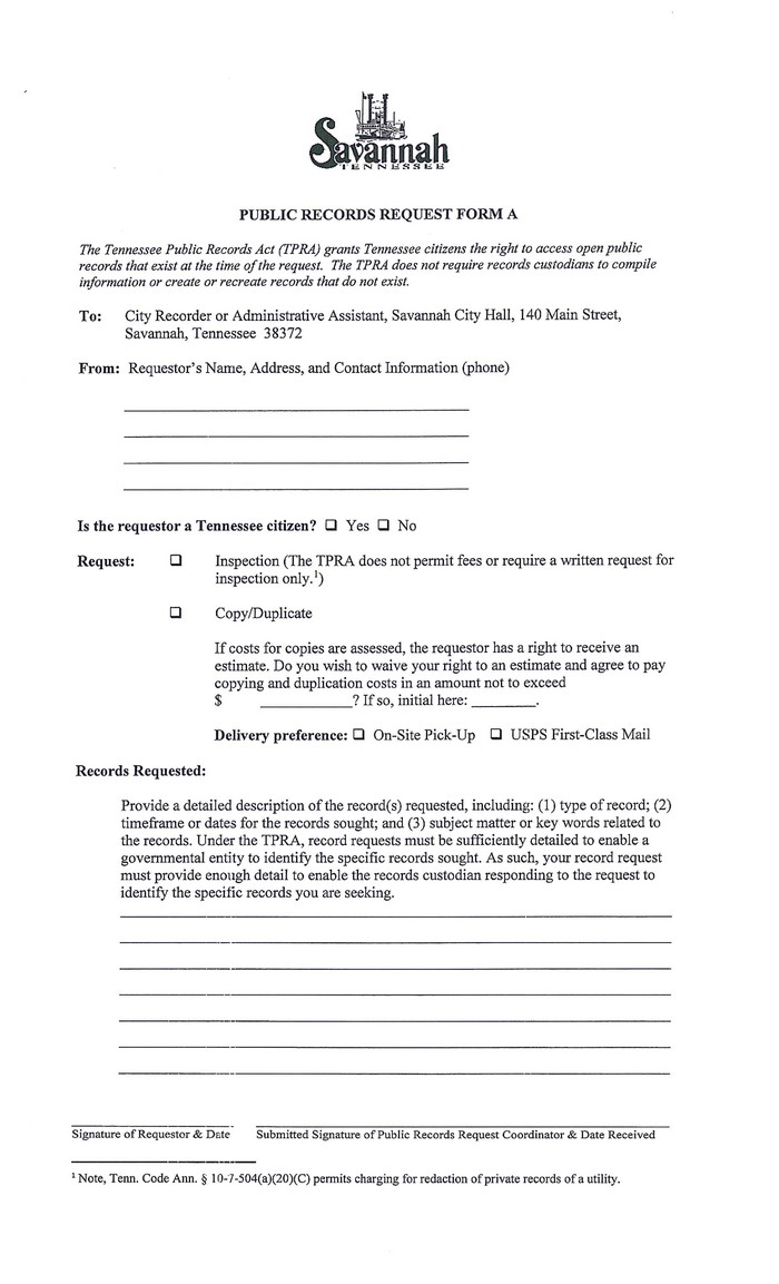 Public Records Request Form