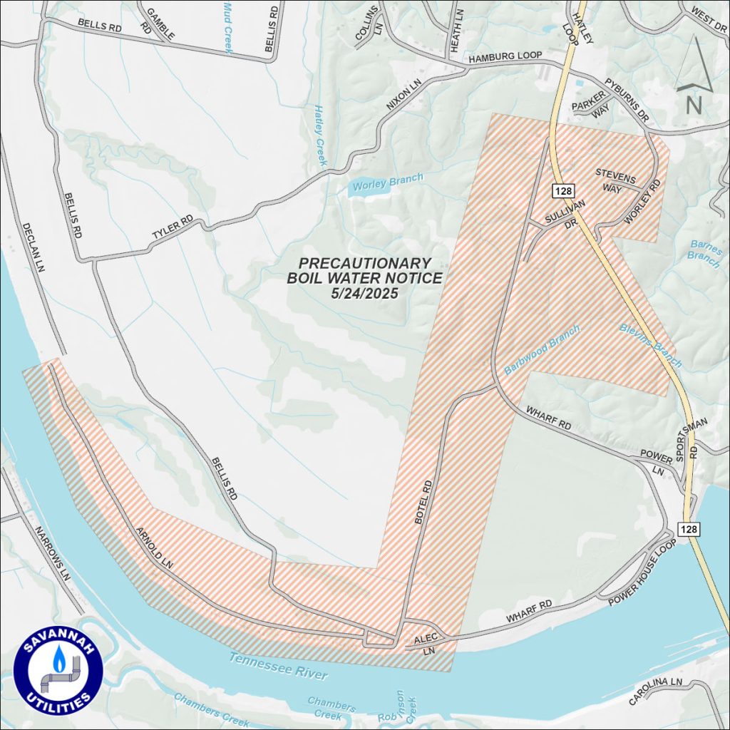 Precautionary Boil Water Notice - May 24, 2025 - Map of affected area
