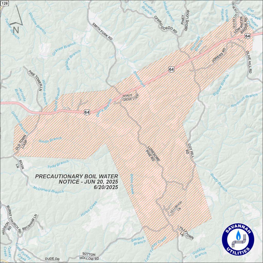 Precautionary Boil Water Notice - June 20, 2025 - Map of affected area
