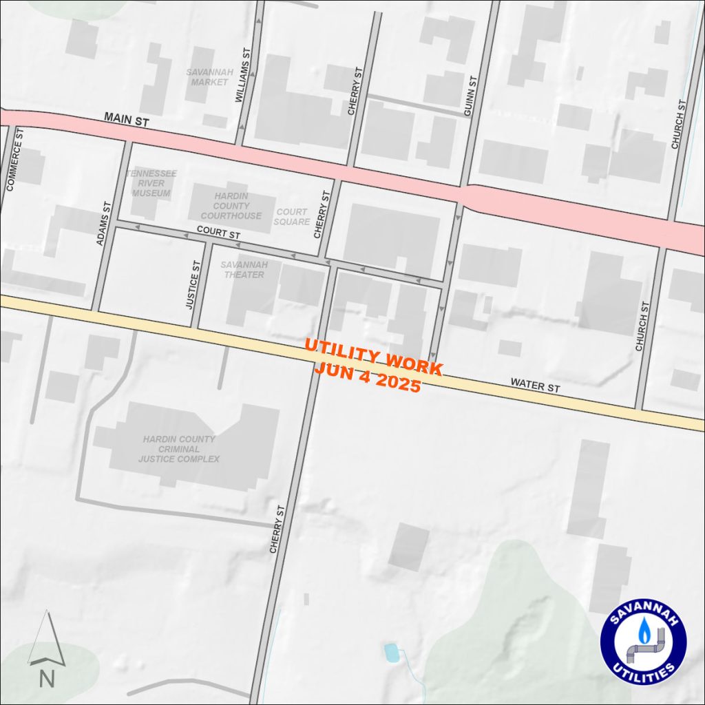 Map showing location of Utility Work Jun 4 2025