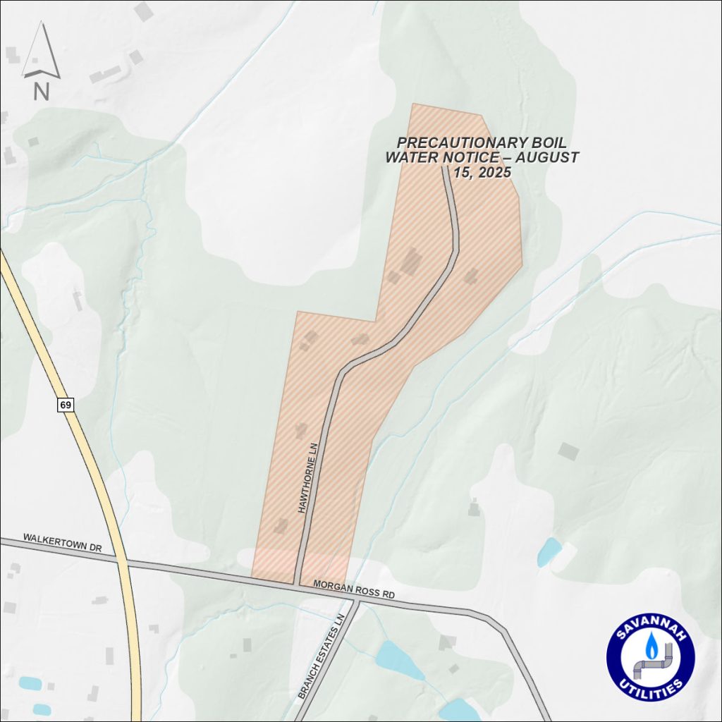 Precautionary Boil Water Notice - August 15, 2025 - Map of affected area