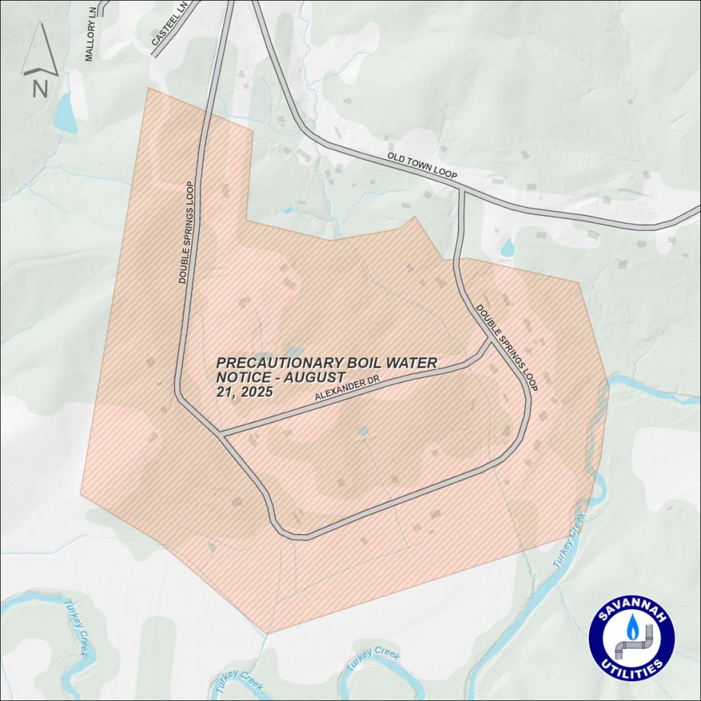 Precautionary Boil Water Notice - August 21, 2025 - Map of affected area
