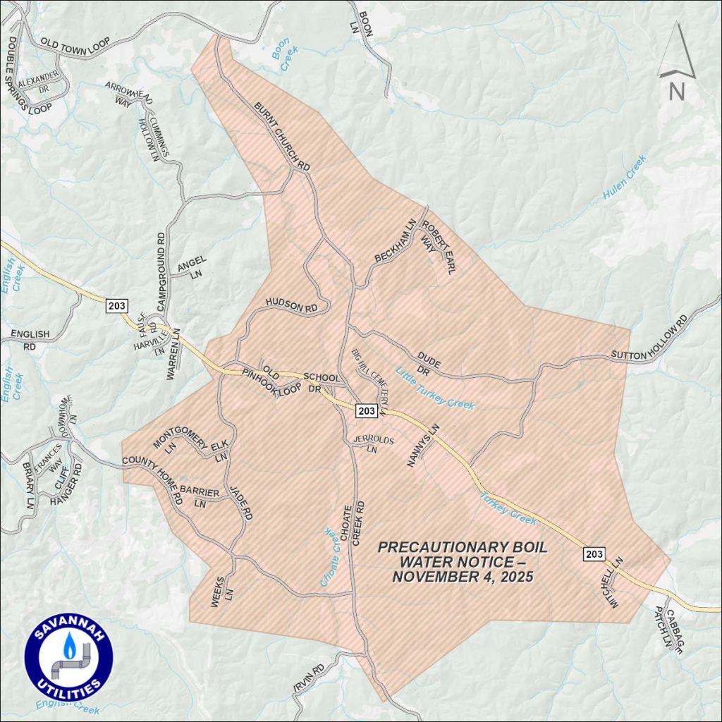 Precautionary Boil Water Notice - November 4, 2025 - Map of affected area