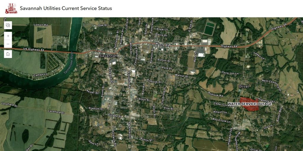 Savannah Utilities Current Service Status Map Image
